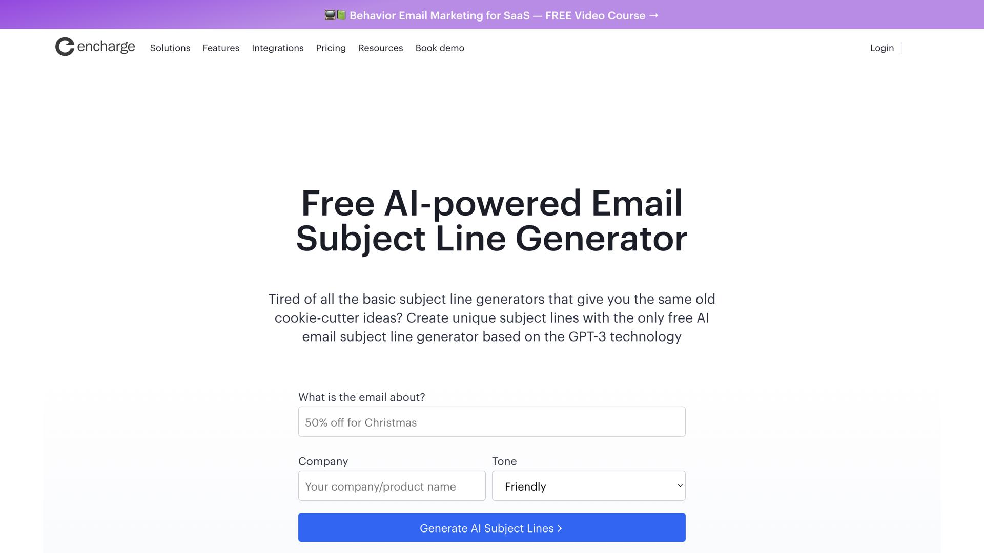 Free AI Email Subject Line Generator by Encharge