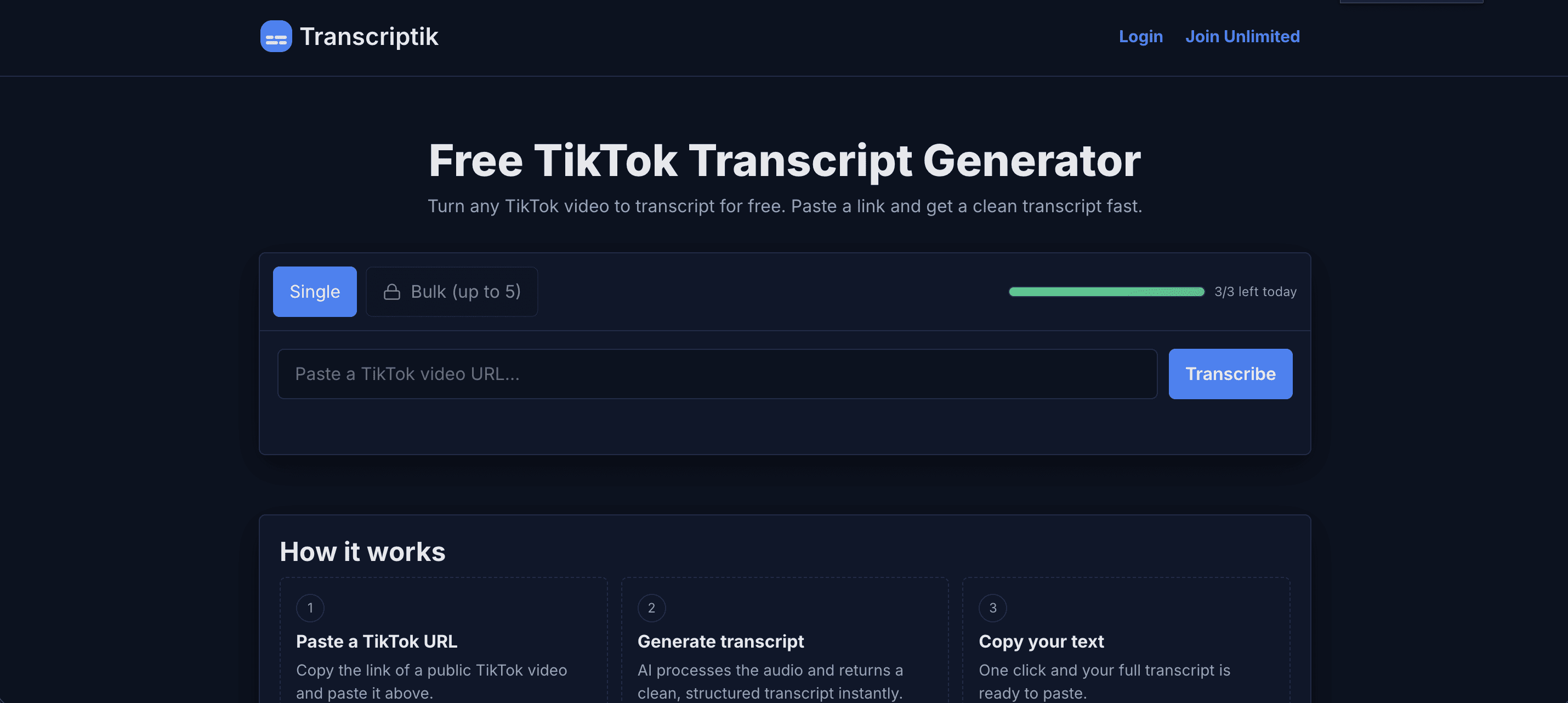 TikTok Transcript Generator