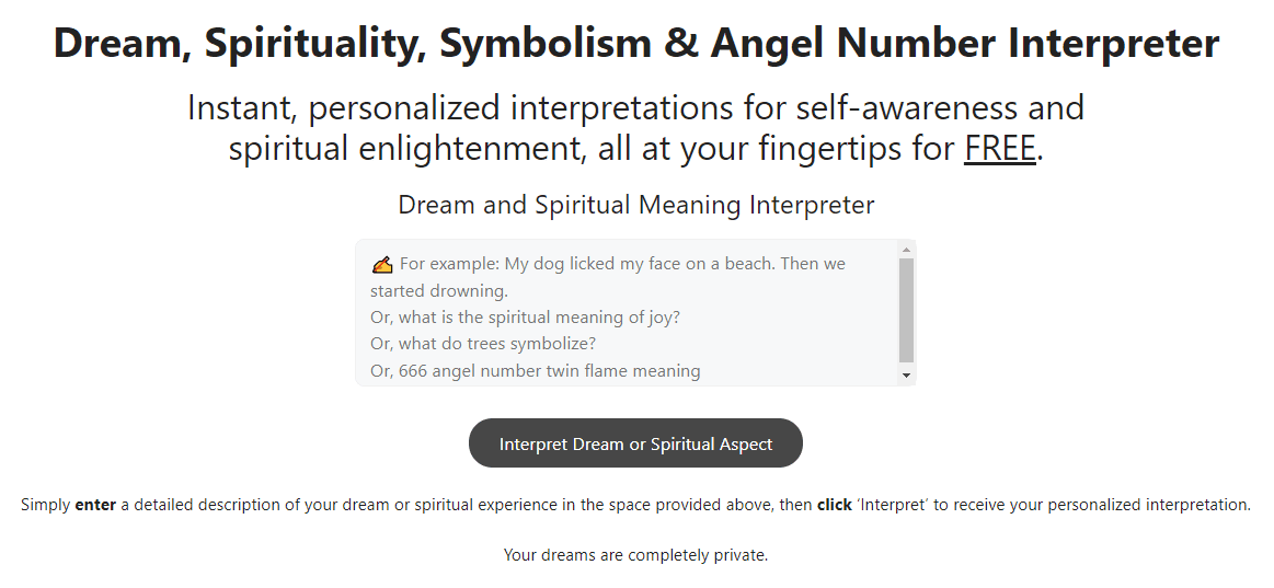 Dream, Spirituality, Symbolism & Angel Number Interpreter