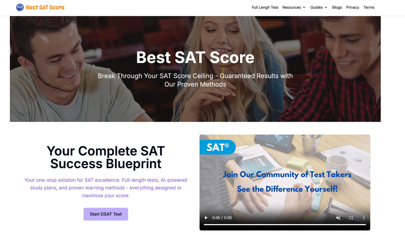 Best SAT Score