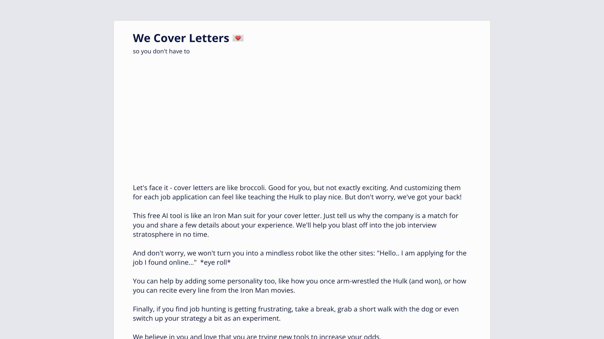 We Cover Letters
