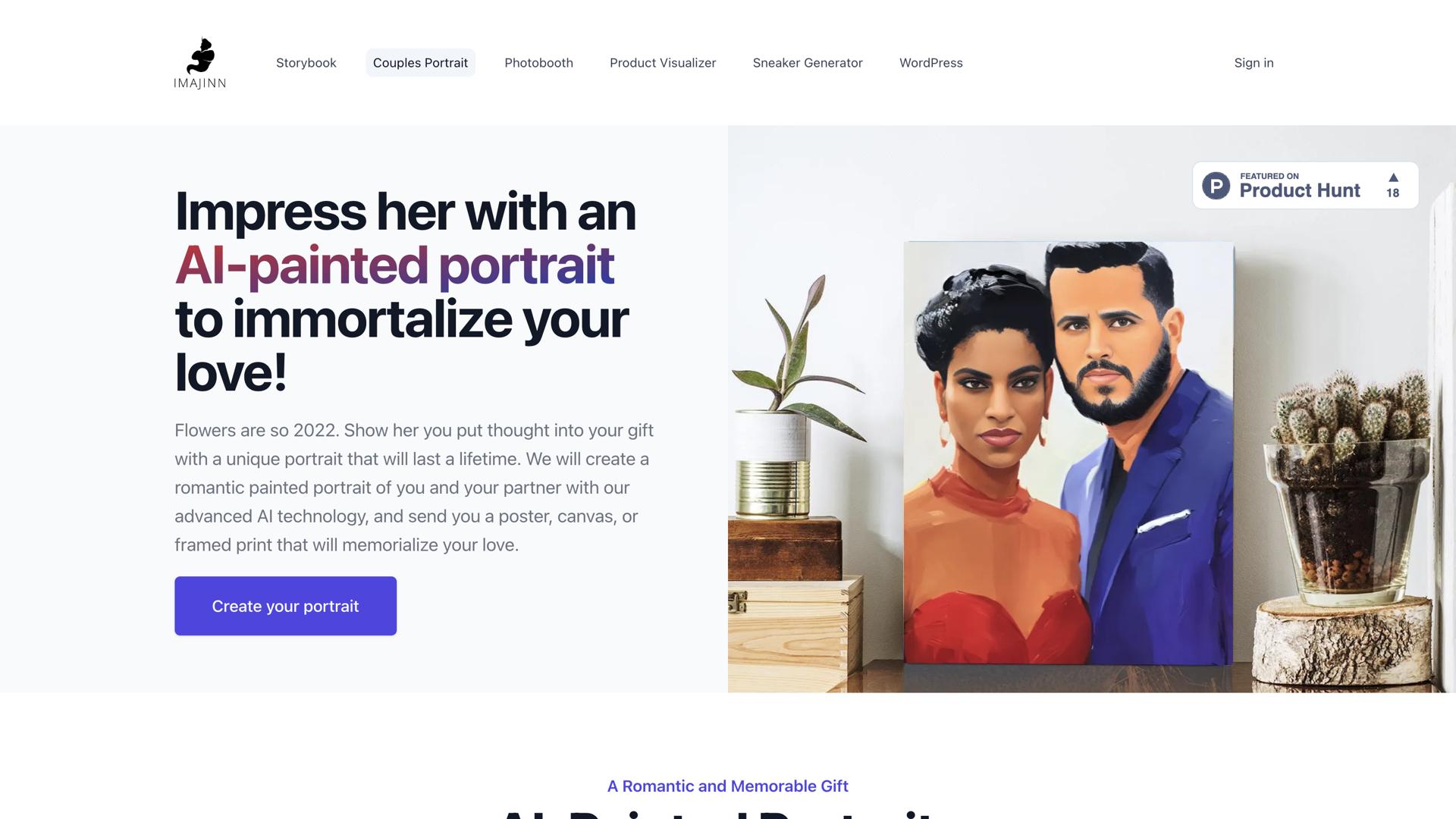 AI-Painted Romantic Printed Portraits