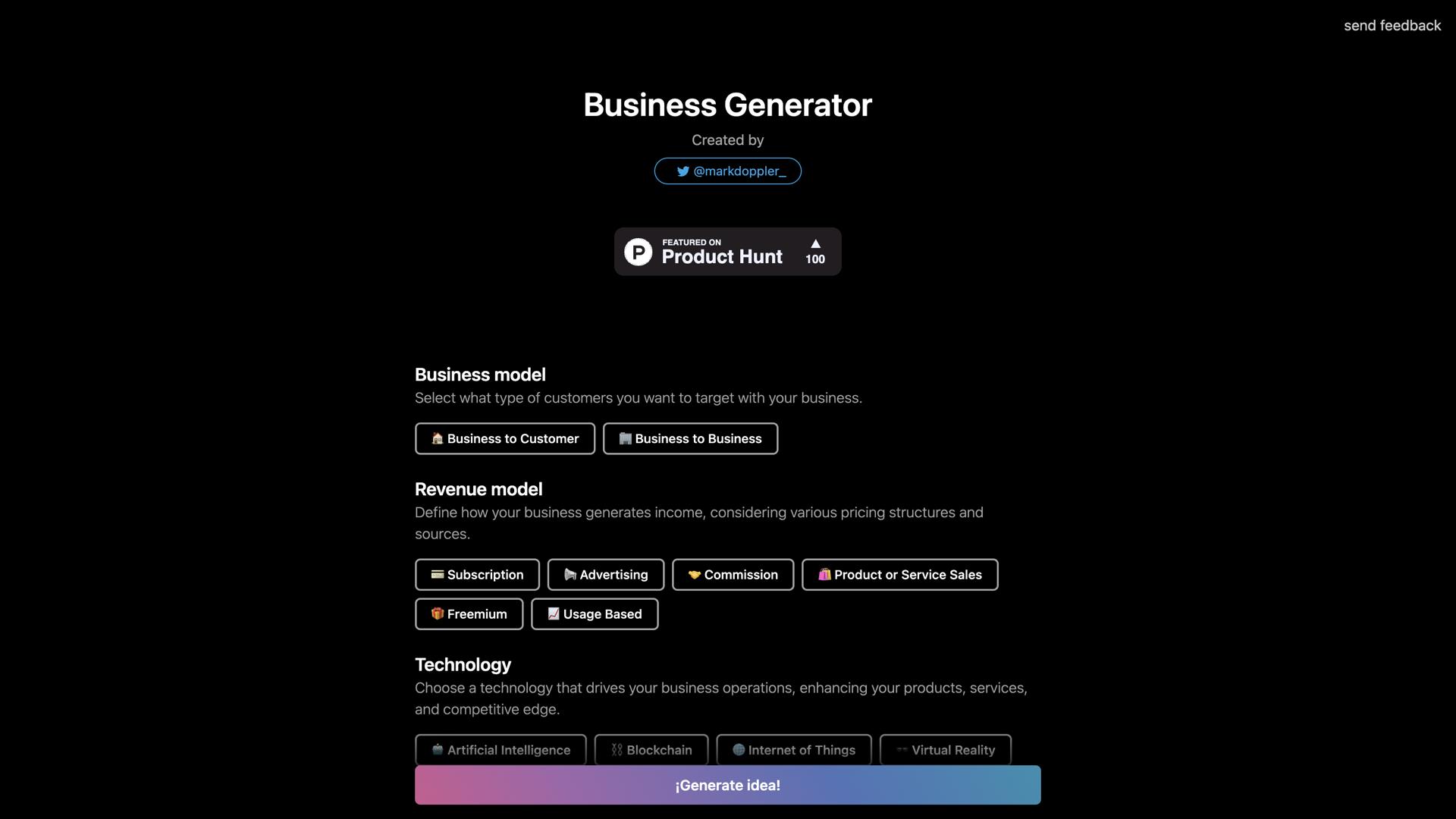 Business Idea Generator AI