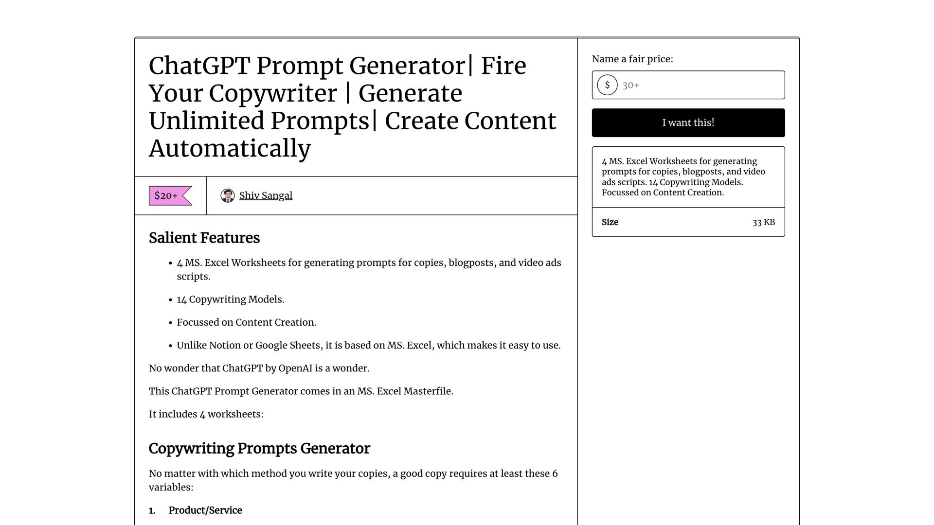 ChatGPT Copywriting Prompts Generator