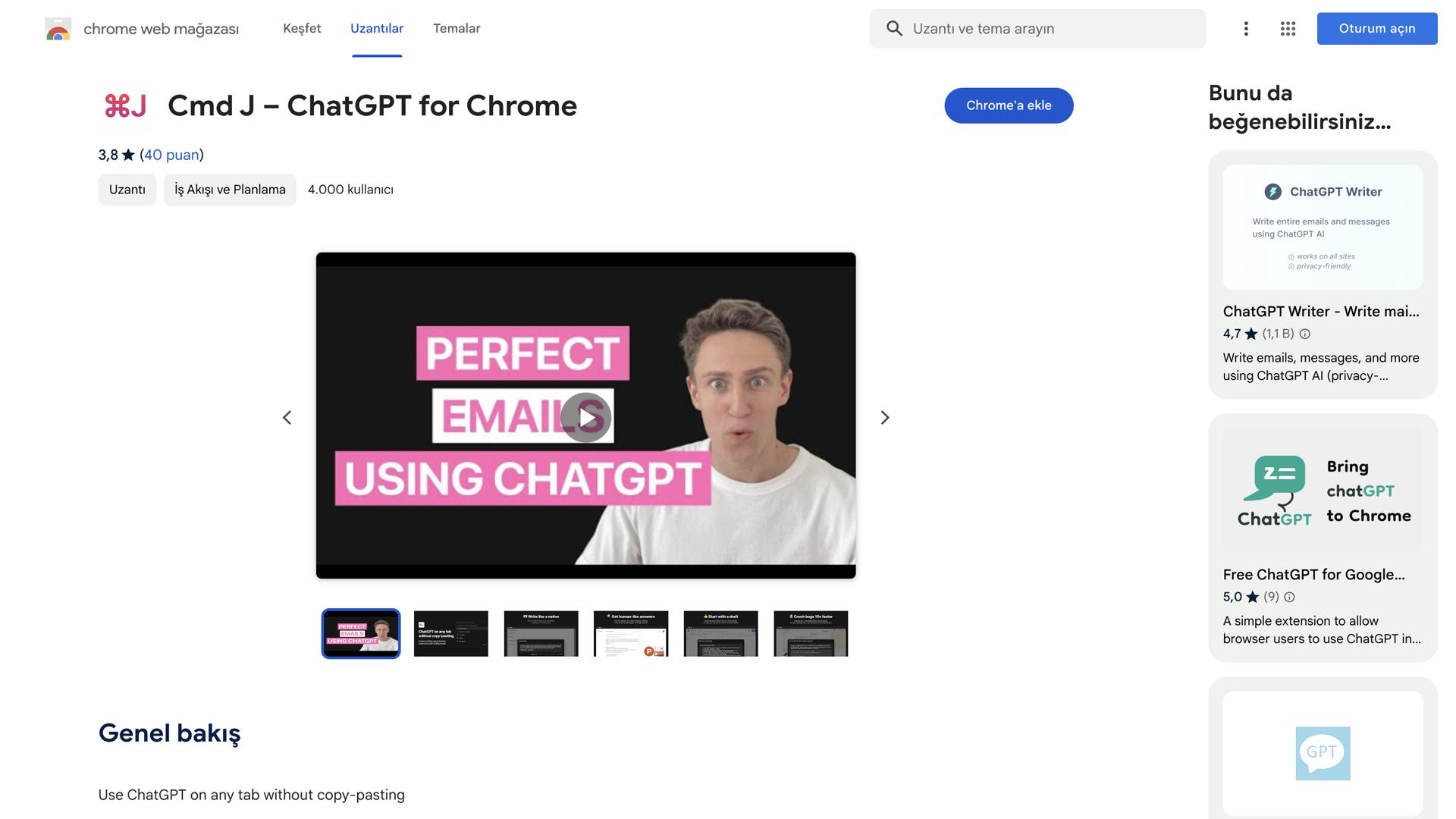 Cmd J – ChatGPT for Chrome