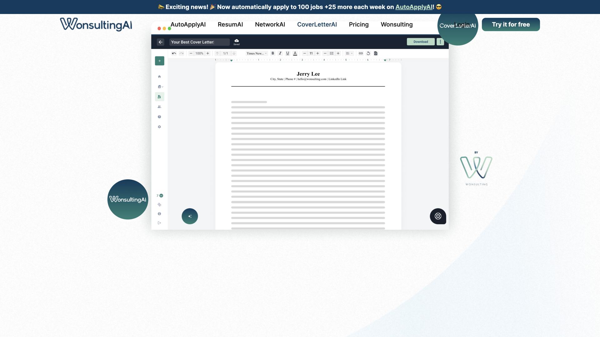 CoverletterAI by Wonsulting