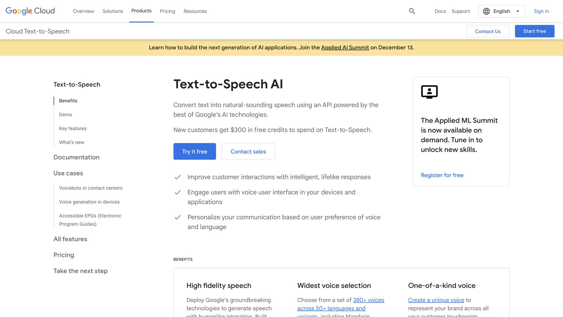 Google Cloud Text-To-Speech