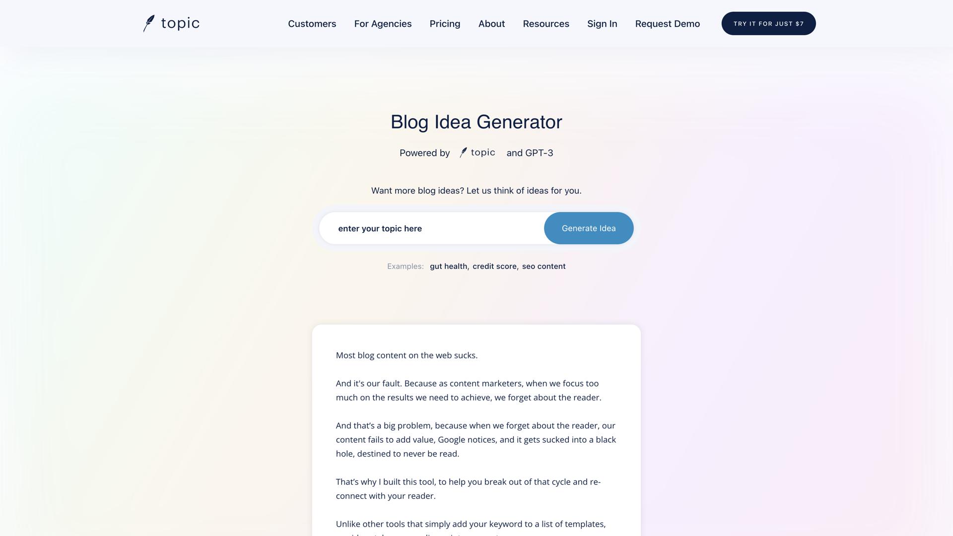 GPT-3 Blog Idea Generator