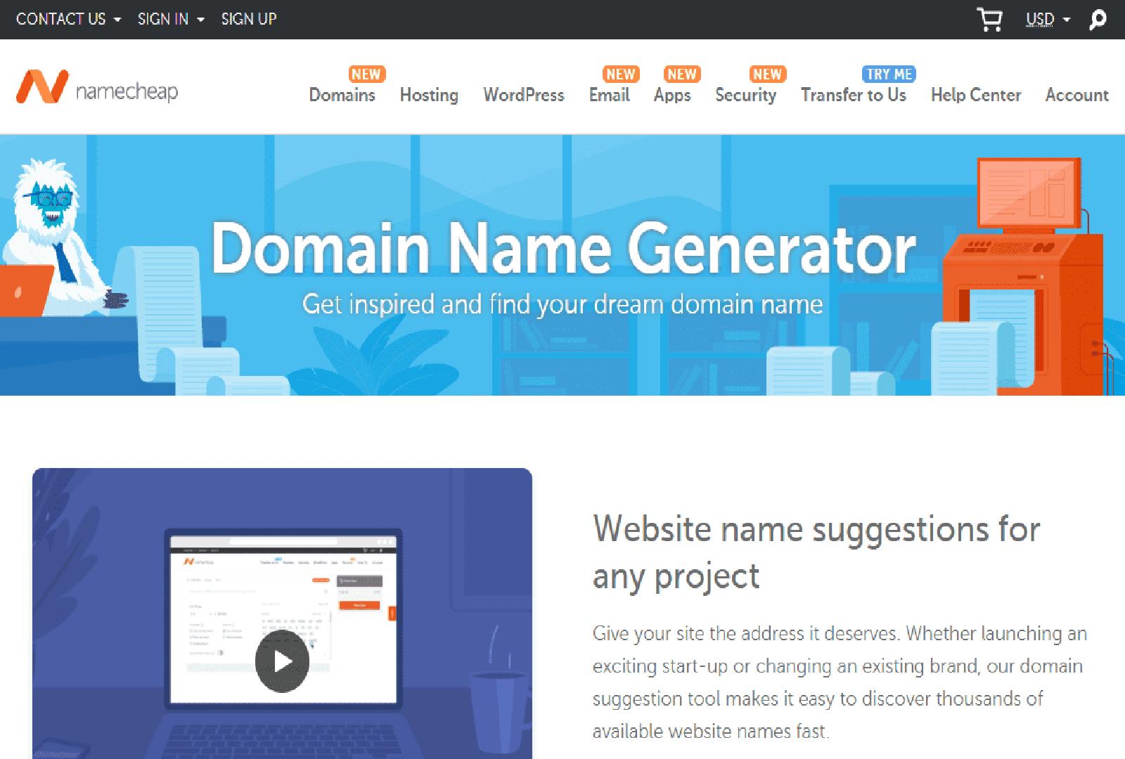 NameCheap Domain Name Generator