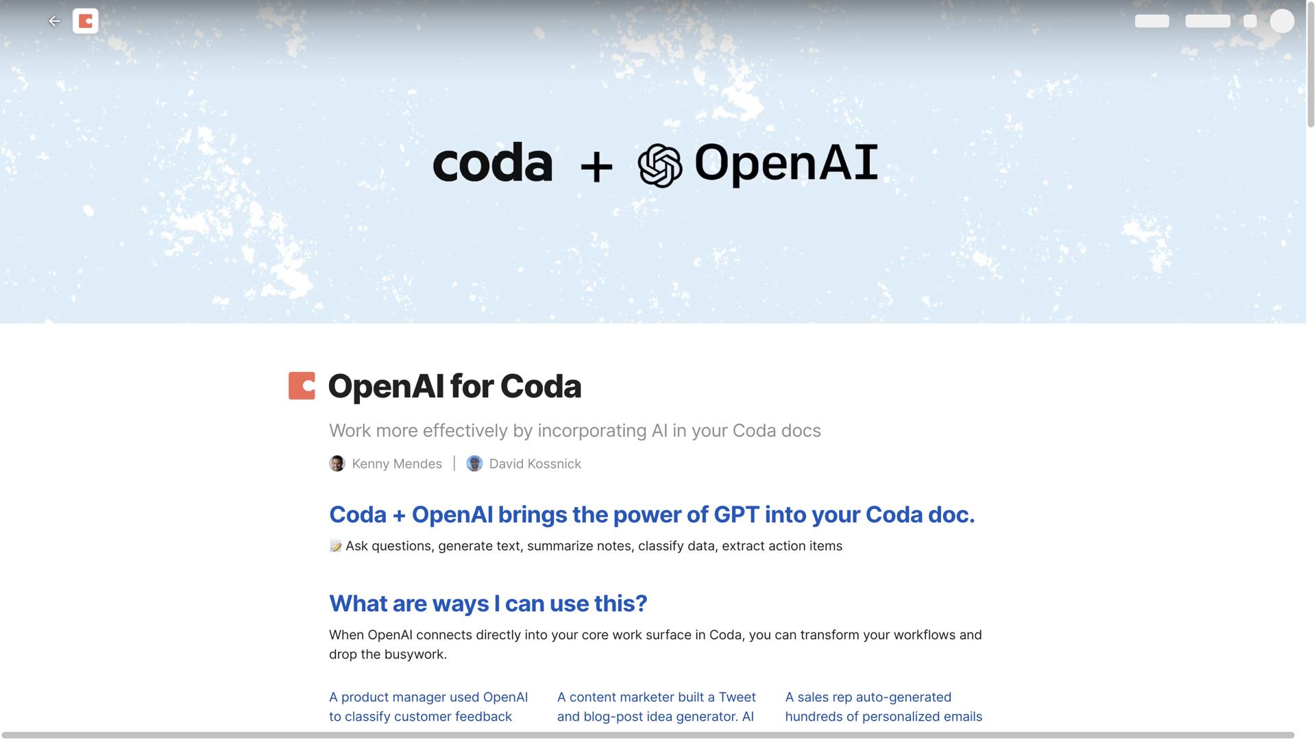 OpenAI for Coda