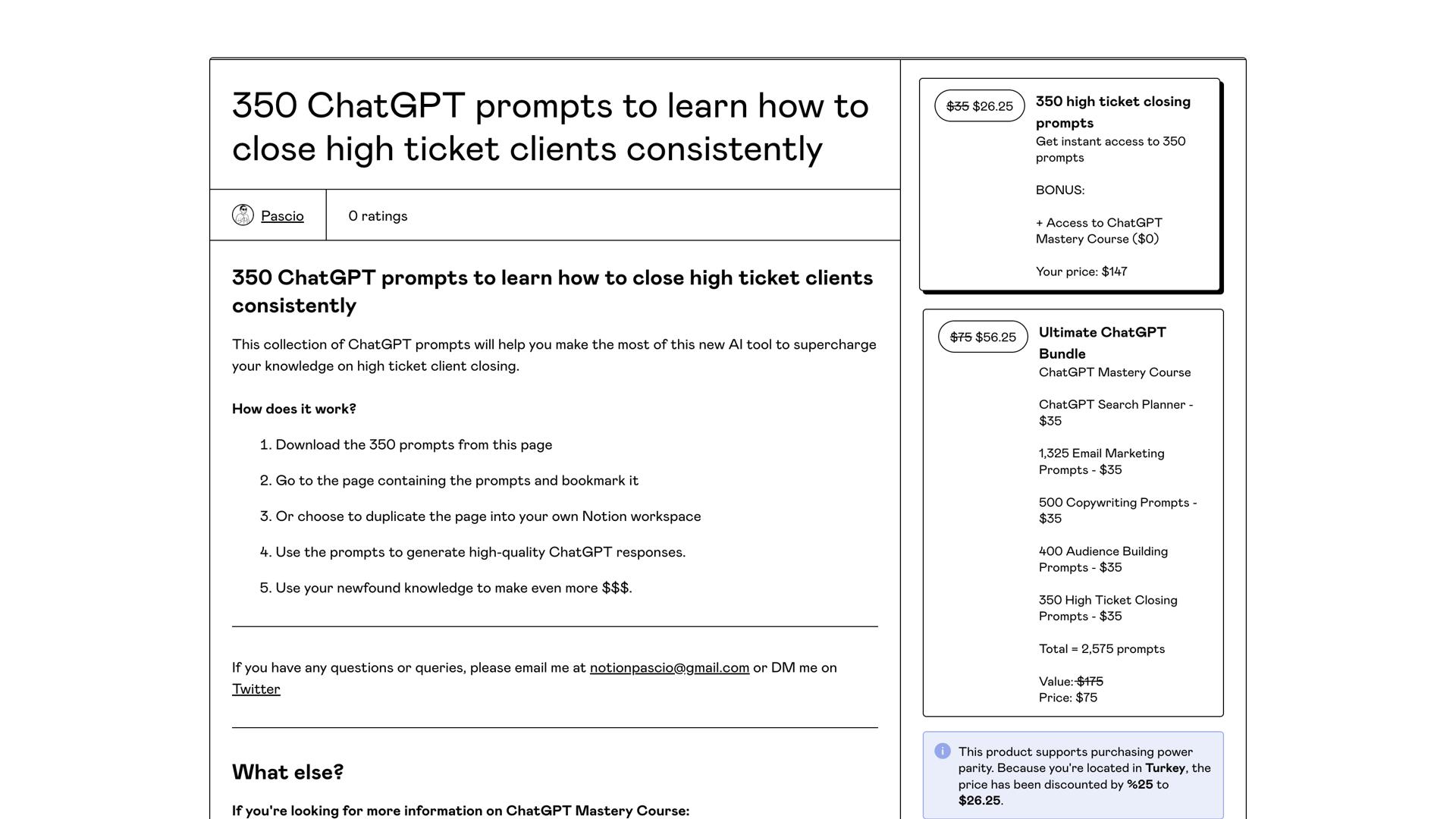 350 ChatGPT High-Ticket Prompts Bundle