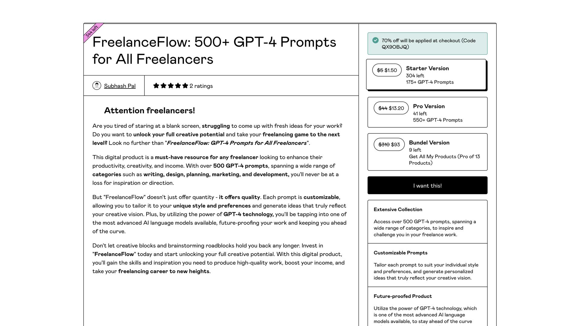 FreelancerFlow: GPT-4 Freelance Prompts