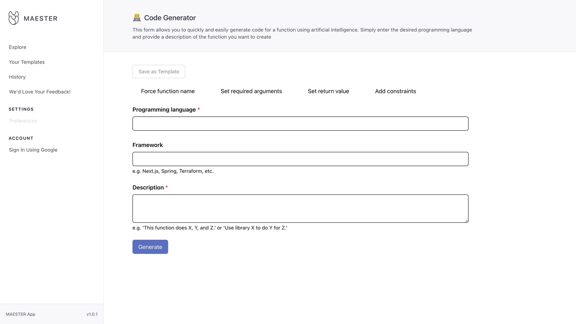 Maester code creator
