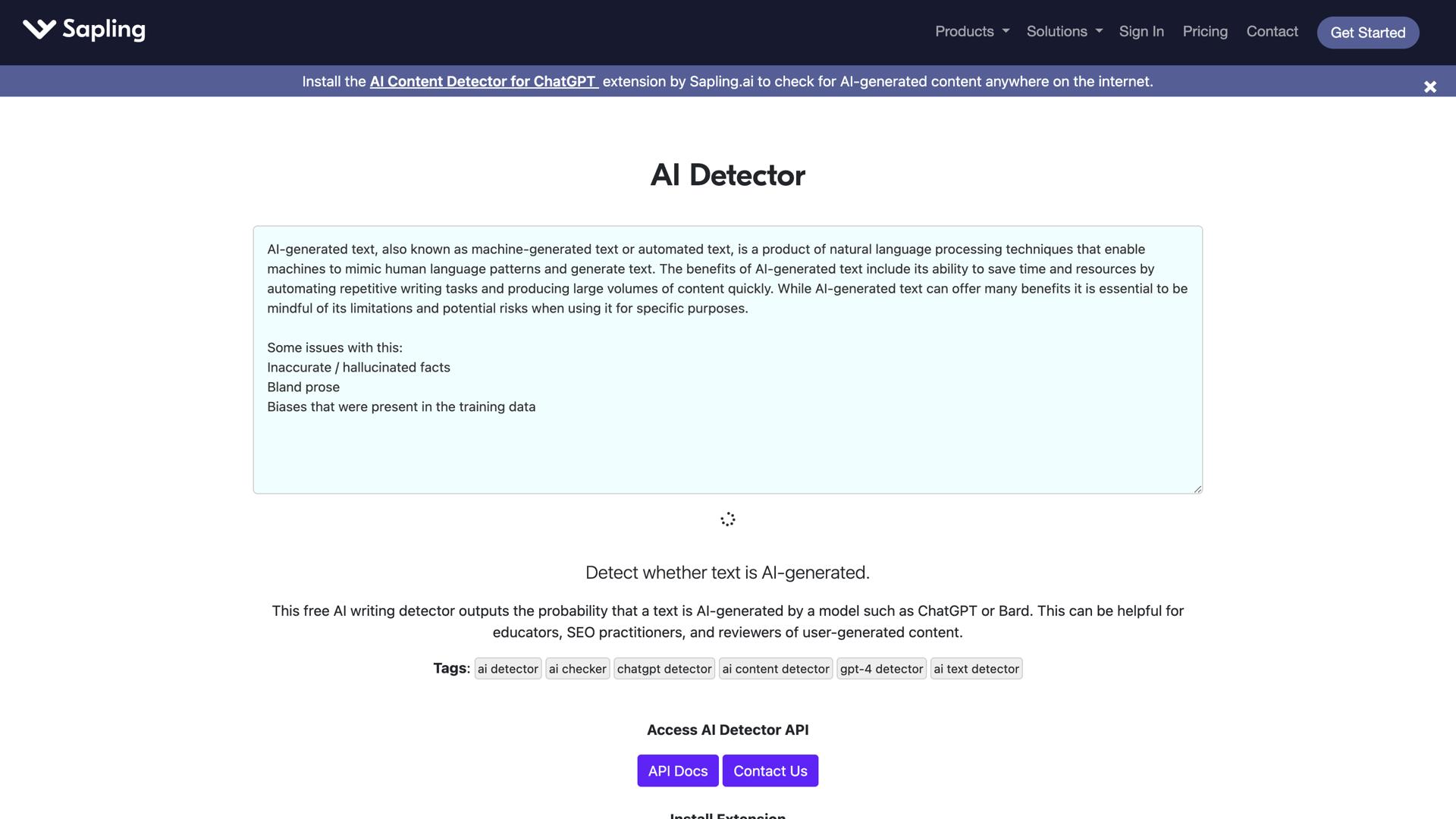Sapling AI Content Detector