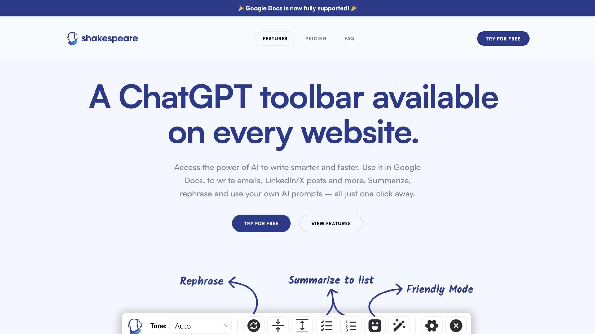 Shakespeare AI Toolbar