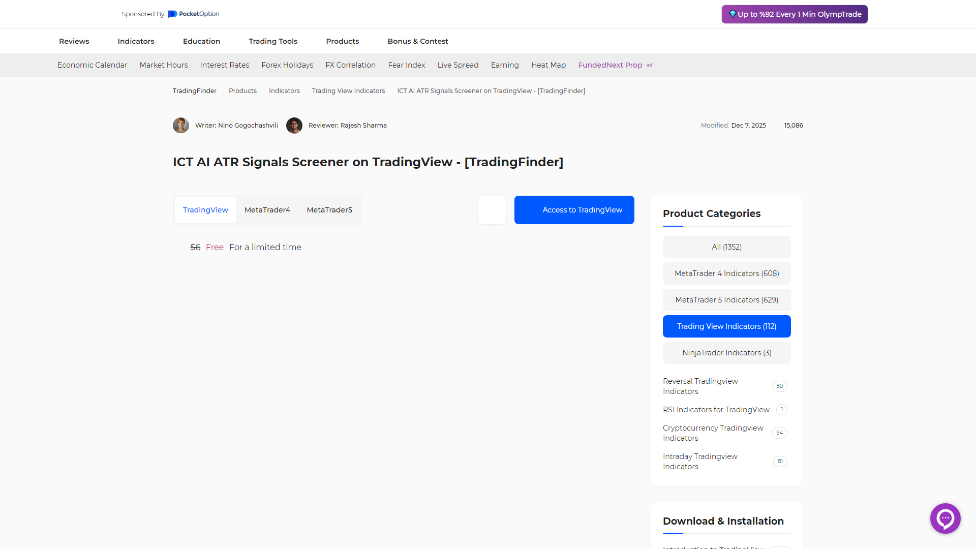 ICT AI ATR Signals Screener on TradingView – [TradingFinder]