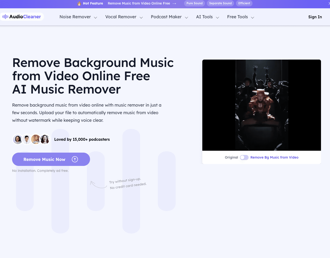 AudioCleaner AI – remove background music from video online free