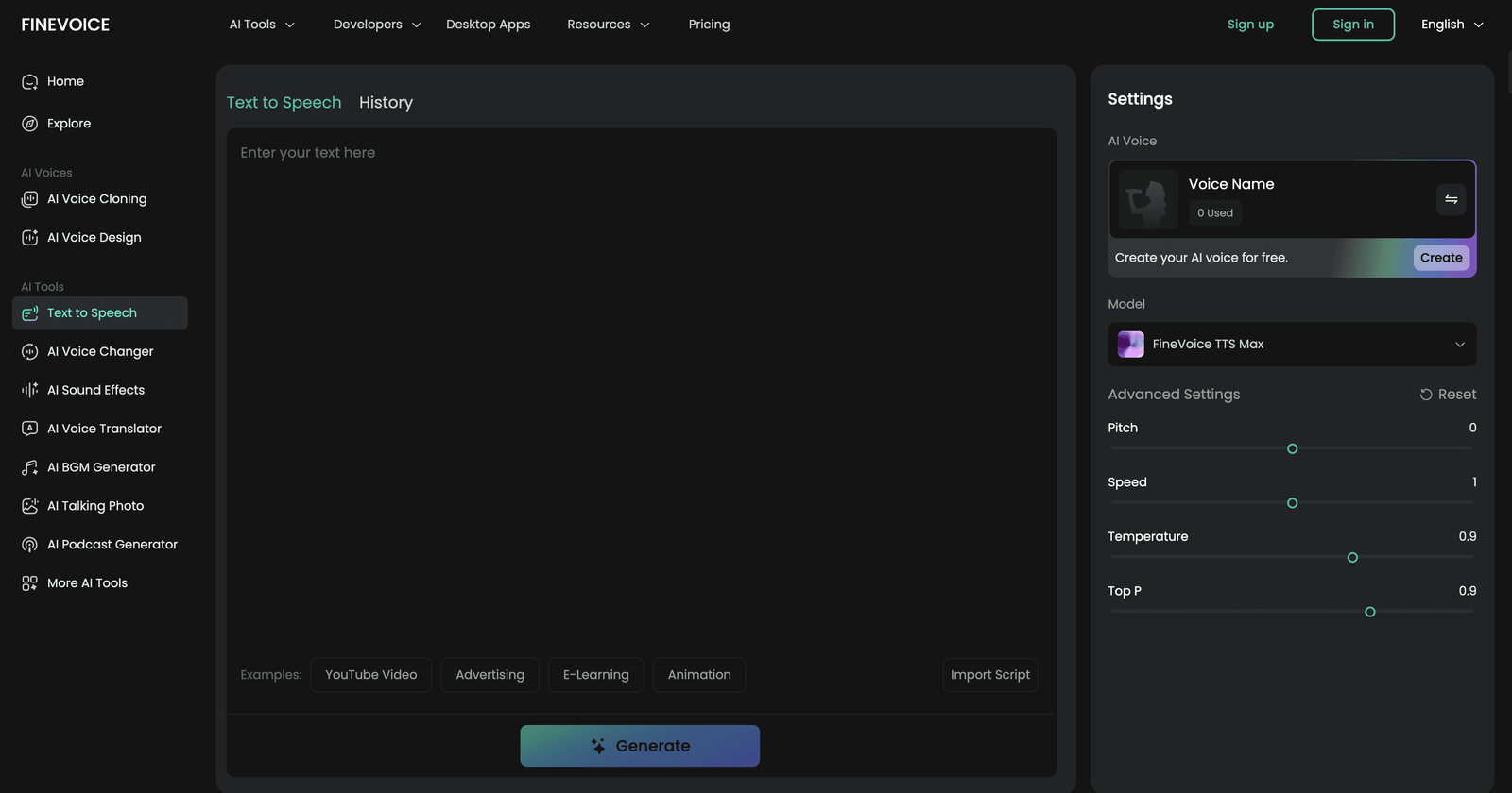 FineVoice Text to Speech