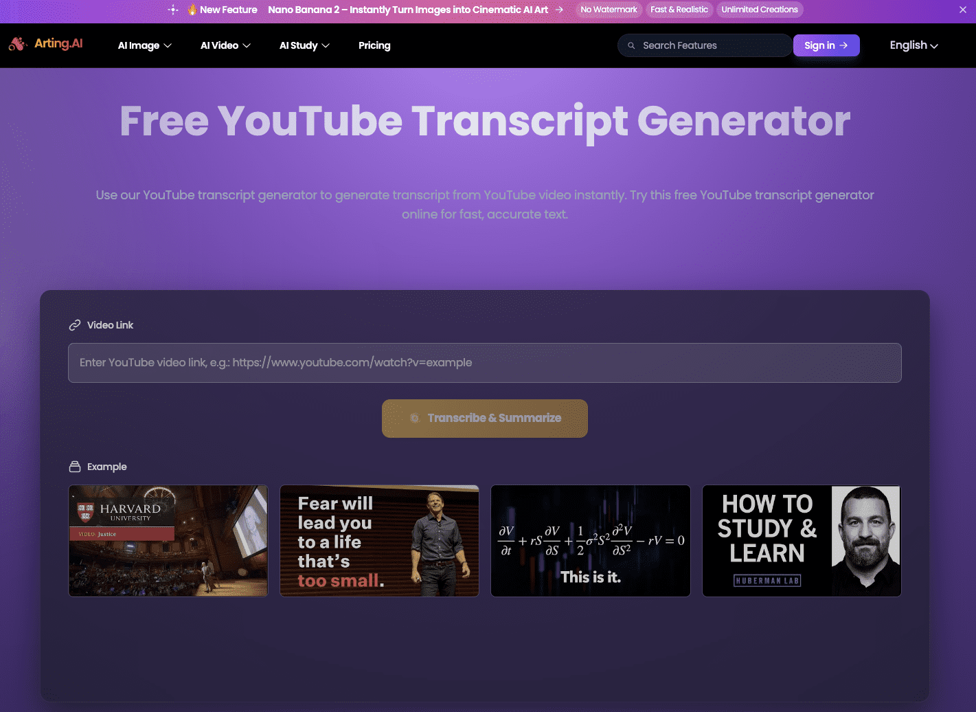 Free YouTube Transcript Generator